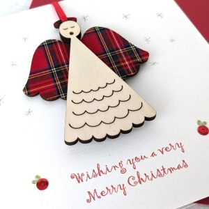 TARTAN ANGEL DECORATION 1 CARD